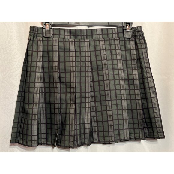 Plaid School Girl Costume Set M Includes Skirt Tie Bow & Black Thigh-High Stocki - Picture 4 of 7